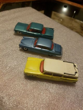 3 Vintage Dinky Toy Cars rambler,  jaguar cadillac 2