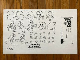 Mario Bros 3 Model Sheet Cel Art Dic Animation City 1990 Expressions Hands