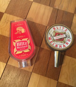 2 Vintage Blitz Weinhard Beer Wooden Bar Tap Handle Handles