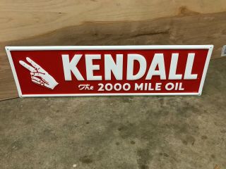 " Kendall Motor Oil " Embossed Metal Sign (28 " X 8 ") Near,  Nos/new Old Stock