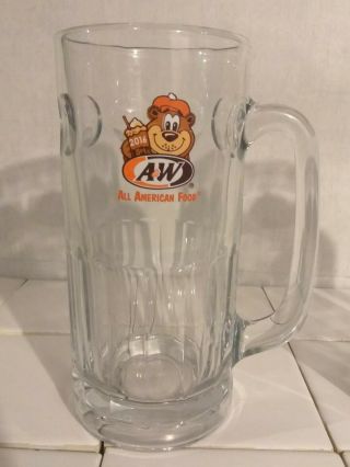 2 matching Vintage A&W Root Beer All American Food Heavy Glass Mug LARGE Stein 2