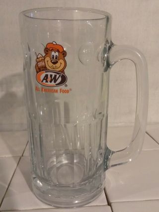 2 matching Vintage A&W Root Beer All American Food Heavy Glass Mug LARGE Stein 3