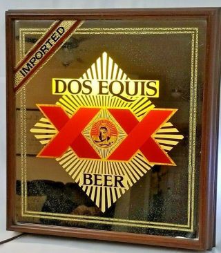 Dos Equis Xx Beer,  Lighted Bar Mirror,  Box,  16x16x2.  5 "