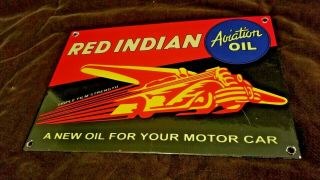 Vintage Indian Gasoline Porcelain Gas Aviation & Auto Service Pump Plate Sign