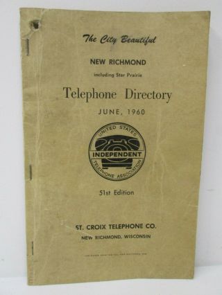 Vintage Richmond Wisconsin Telephone Directory Book June 1960 Star Prairie