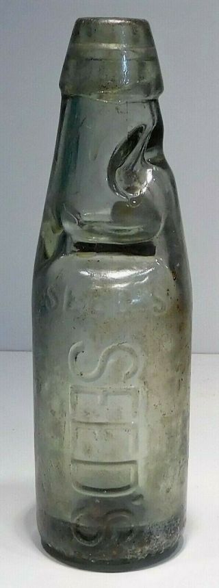 Antique Small Agua Codd Soda Bottle W/ Marble - Seed 
