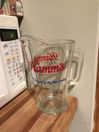 Vintage HAMM ' S Born In The Land Of Sky Blue Waters 60oz Beer Pitcher 2