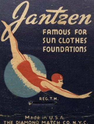 1920’s Jantzen Bathing Beauty Matchbook Art Deco Advertising Sign Swimsuit