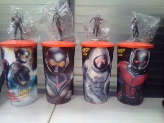 Ant Man And The Wasp 4 Cup´s 36oz Whit Topper,  Batmobil Movie Cinemex Mexican