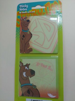 Scooby Doo Sticky Note Pads 2007 3 X 3 Set Of 2,  25 Sheets Each Nip
