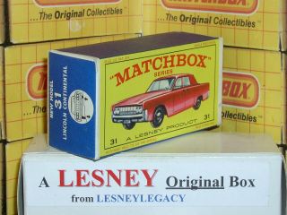 Matchbox Lesney 31c Lincoln Continental Red Type E2 Empty Box Only