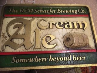 Vintage F&m Schaefer Brewing Co Cream Ale Sign Beer Brewery