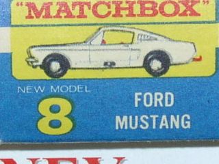 Matchbox Lesney 8e Ford Mustang Type E4 model Empty Box Only 5