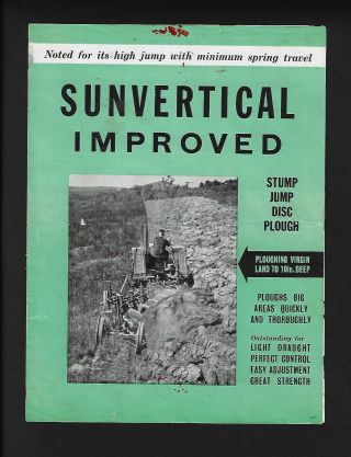 Sunshine Massey Harris Sunvertical Improved Stump Jump Plough 4 Page Brochure