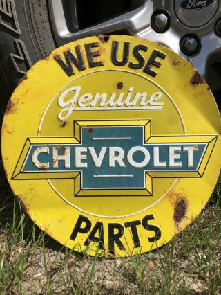Vintage Chevrolet Parts Metal Not Porcelain Sign Gas Oil Pump Plate