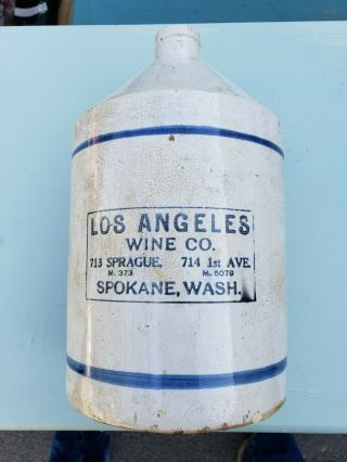 Los Angeles Wine Co.  Spokane Washington Jug Pottery Stoneware Crock