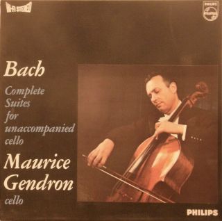 Ultra Rare French Stereo 3 Lps Box Gendron Bach Solo Cello Suites On Philips