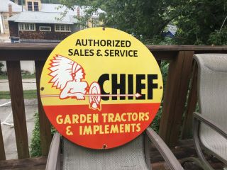 Vintage Chief Tractors Dealer Porcelain Sign