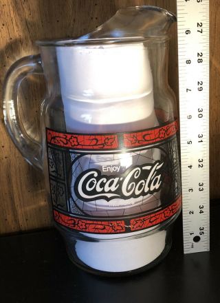 Vintage Coca Cola Pitcher Stained Glass Tiffany Style Coke Enjoy 3