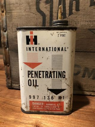 Vintage International Harvester Ih Penetrating Oil One Pint Oiler Can Farm
