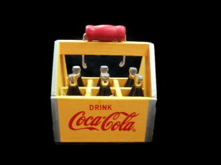 Coca - Cola Yellow 6 - Pack Crate Vintage Style Wood Look Holiday Christmas Ornament