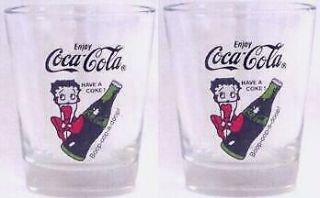 Set Of 2 Betty Boop/ Coca Cola Shot Glasses