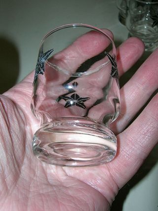 6 Vintage Shot Glasses Blown Glass Embossed Western Star Design 2.  5 
