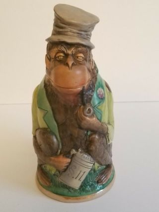 Vintage German Monkey Beer Stein Made In Germany Vtg Character Figural