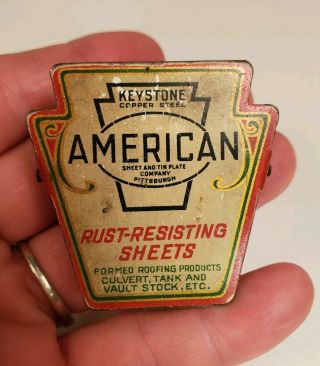 Vtg American Sheet Tin Plate Keystone Copper Steel Pittsburgh Pa Metal Clip Ad