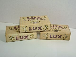 Antique/vintage - (3) Lux Toilet Soap - Lever Brothers Co,  Cambridge,  Mass.  Nip