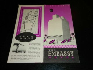 3 Vintage Hotel Brochures Miami Beach The Embassy
