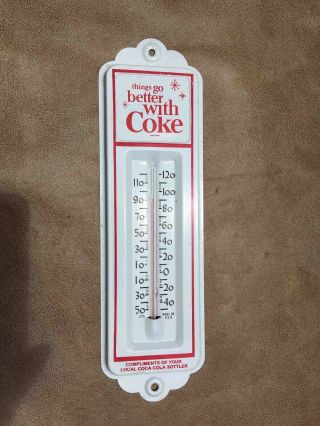 Nos Tgbwc Metal Advertising Bottler Thermometer Coke Coca - Cola