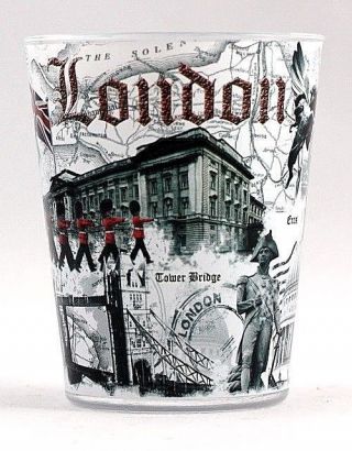 London England Landmarks And Icons Stamp Design Shot Glass