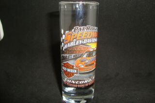 Pat Rogers Speedway Harley Davidson Concord North Carolina Tall Shot Glass 4 "