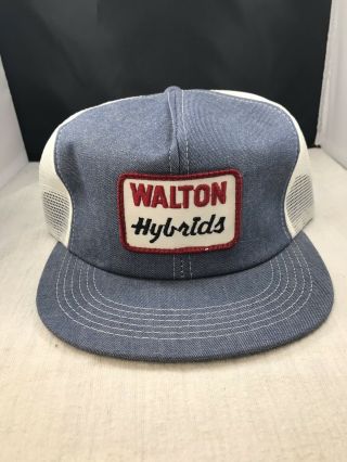 Walton Hybrids Trucker Hat Mesh Patch Denim Front Snapback Vintage K Products