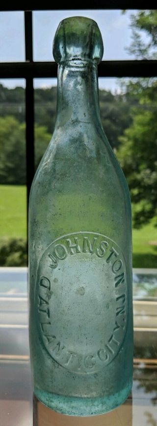 Rare Early Variant D Johnston Aqua Blob Top Beer Bottle Atlantic City Nj