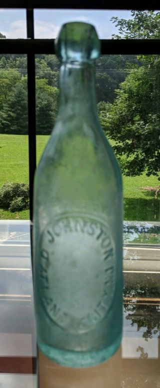 Rare Early Variant D Johnston Aqua Blob Top Beer Bottle Atlantic City NJ 2