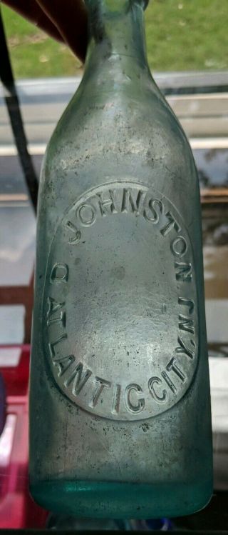 Rare Early Variant D Johnston Aqua Blob Top Beer Bottle Atlantic City NJ 5