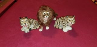 Vintage Miniature Seems Like Real Fur Tigers And Lion