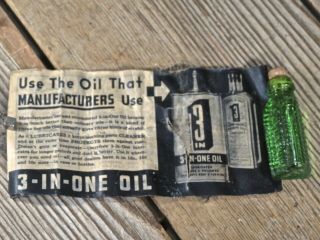 3 In 1 Oil Green Triangle Cork Bottle & Advertising Western Auto Store Vintage