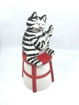 Vintage Kliban Sigma Taste Setter Cat Playing Guitar Trinket Box Cookie Jar 2