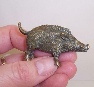 Vintage/antique Solid Bronze Metal Wild Boar Pig/hog Miniature Sculpture/figure