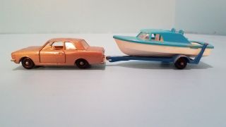 Toy Vintage Matchbox Lesney Ford Cortina No 25 With Boat And Trailer No 9