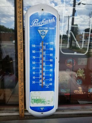 Vintage Packard Motor Cars Wall Thermometer Auto Advertising Tin Sign