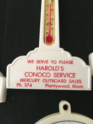 VINTAGE POLE SIGN THERMOMETER CONOCO SERVICE STATION Montana Gas Oil Station 3