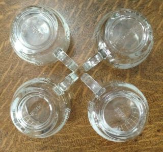 4 Vintage NESTLE NESCAFE Etched Clear Glass World Globe Coffee Mugs/Cups EC 3