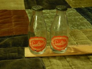 Sealtest Dairy Products [lot Of 3] Vtg S & P Glass Bottles Shakers,  Recipe Book