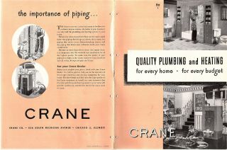 1948 Crane Plumbing & Heating Brochure Bathroom & Kitchen Fixtures Boilers Etc
