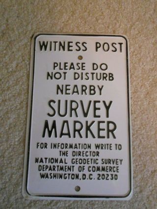 Vintage Survey Marker - Witness Post Sign,  Department Of Commerce Washington Dc