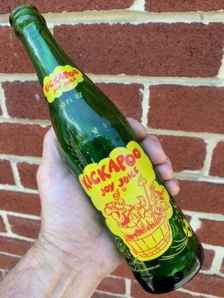 Vintage 1965 Kickapoo Joy Juice Glass Soda Pop Bottle 1960s Al Capp Mountain Dew
